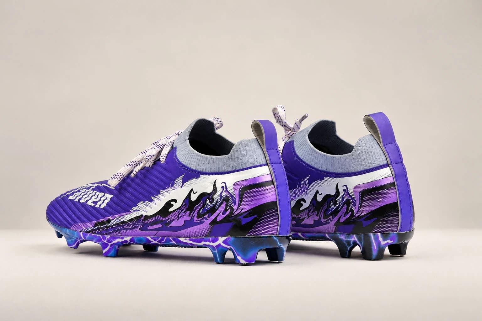 Stravion Purple pair from behind, showing the heel counter and pull tab.